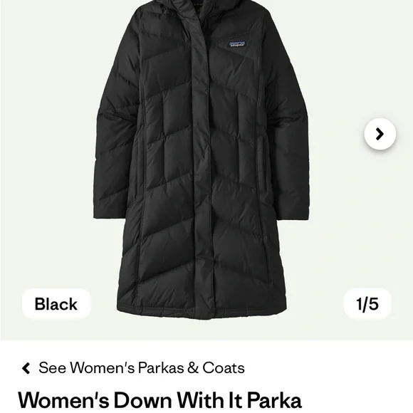 Patagonia Black Women's Hooded Puffer Coat - Picture 4 of 4